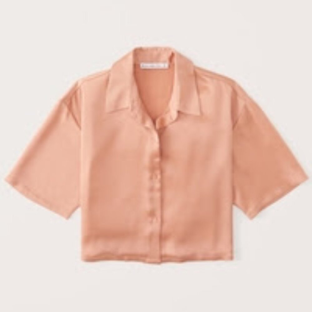 Abercrombie & Fitch Peach Button-Up Crop Top